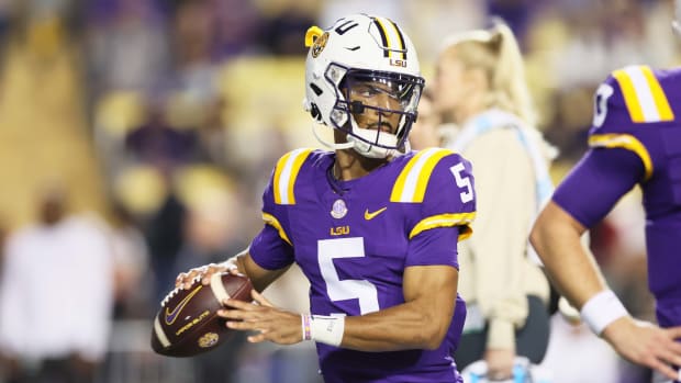 LSU quarterback Jayden Daniels has the attention of Las Vegas Raiders head coach Antonio Pierce.